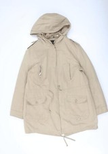 Un Jour Womens Beige Parka Coat Size 14 Zip