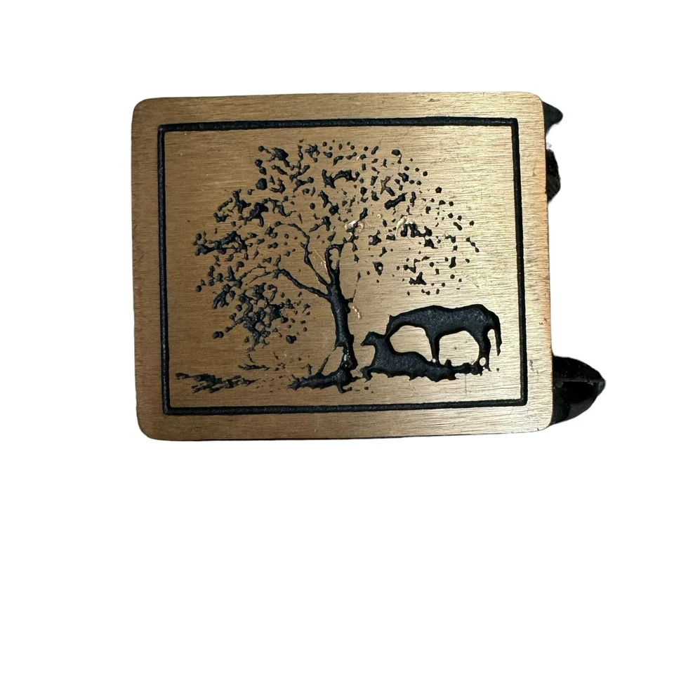 VTG Tech-Ether Guild Buckle Embossed Leather Belt Women’s 29.5” Western Horses - Image 2 of 4