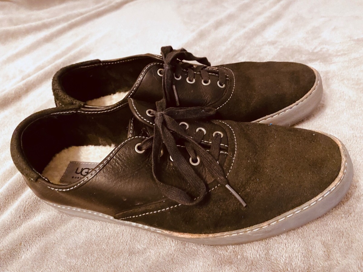 UGG - Black Grey Leather & Suede Oxford Shoes Size 10.5 / 44 