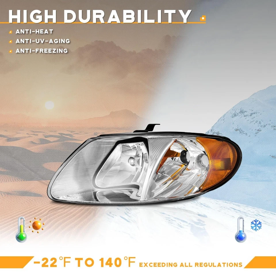 WEELMOTO Headlights For 2001-2007 Dodge Grand Caravan/Chrysler Town & Country Foto 4 de 4