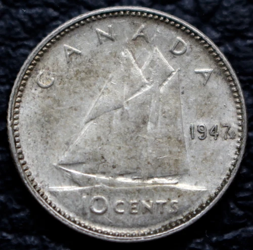 1947 ML Maple Leaf CANADA 10 CENT .800 SILVER DIME - King George VI