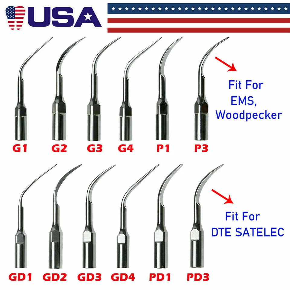 5pcs Dental Ultrasonic Piezo Scaler Tips Fit Cavitron EMS / DTE SATELEC FDA CE - Image 2 of 2
