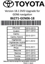 2009 2010 2011 2012 Toyota Venza Navigation Map Update Dvd Gen 6 18.1 U9a 2019