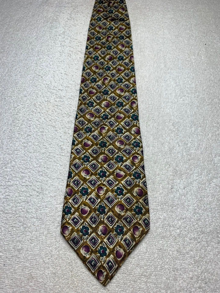 PIERRE CARDIN МУЖСКОЙ ГАЛСТУК ЗОЛОТОЙ С ФИОЛЕТОВЫЙ И ЗЕЛЕНЫЙ 4 X 59 - Изображение 2 из 4