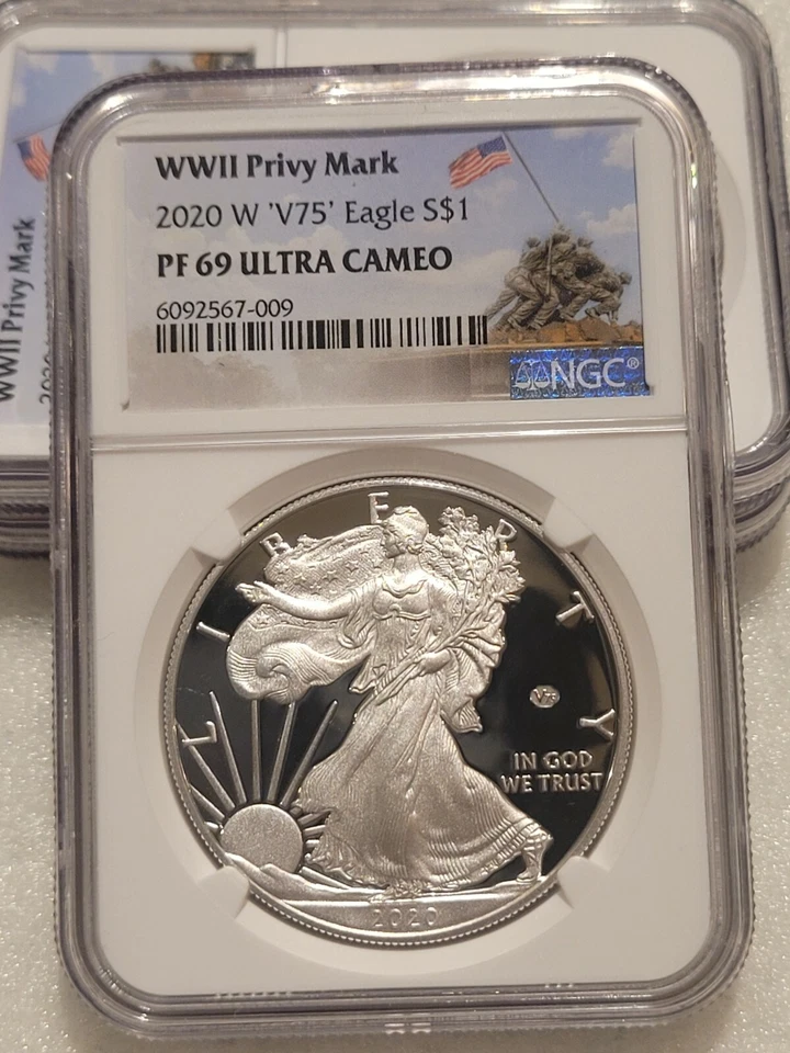 🔥 NGC PF69 2020 W END of WORLD WAR II 75th SILVER AMERICAN EAGLE V75 ! - Image 3 of 4