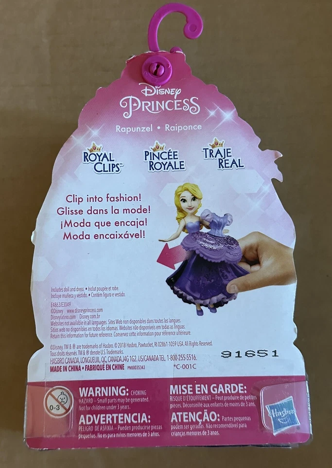 Nuevo Disney Princesa Rapunzel Clips Real Muñeca 3" y Clip En Vestido ENREDADO Hasbro Foto 2 de 2