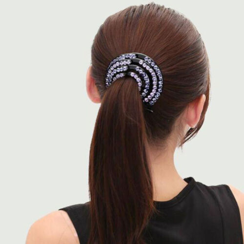 Rhinestone Floral Hair Claw Women Hair Pin Clip Roller Bird Nest Ponytail - Picture 5 of 16