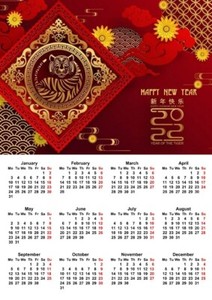 2022 New Year Of Tiger Chinese Animal Wall Calendar Gift | Ebay