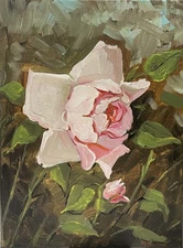 1.5x2 DOLLHOUSE MINIATURE PRINT OF PAINTING RYTA 1:12 SCALE PINK ROSE FLOWER ART