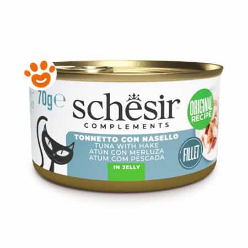 Schesir Cat Soft Adult filetti in gelatina alimento complementare lattina 70 gr Tonnetto e nasello - confezione da 6 pezzi - Cibo umido per gatti - 1° ORDINE? scegli tra BZR5 - BZR20 + 200 pt fedeltà - Immagine 2