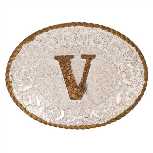 New Western V Letter Initial Name Victor Vince Vera Violet Val Vtg Belt Buckle