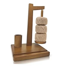 Wooden Yarn Holder for Crocheting Knitting - Upgraded Magnetic Yarn brown