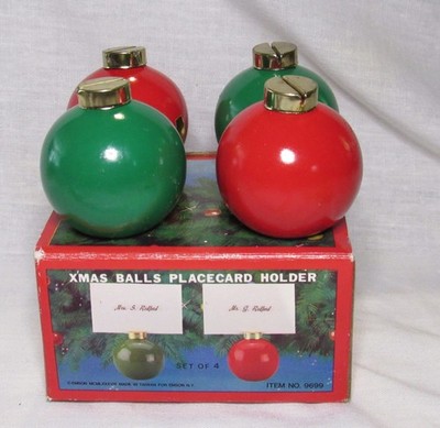 Vintage Emson Christmas Balls Place Card Holders #9699 - 1988 - NIB