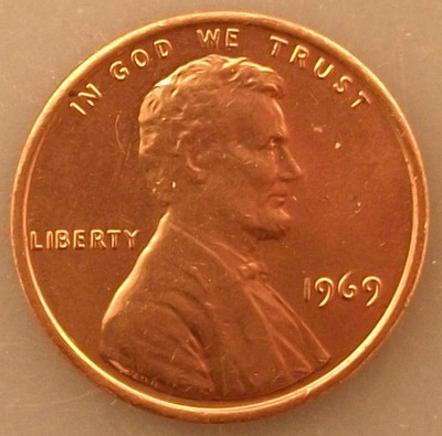 1969 Lincoln Memorial Cent Penny - BRILLIANT RED UNCIRCULATED (BU)