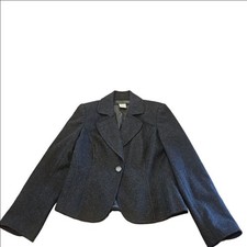 Women's Harve Benard Vintage Charcoal Wool Blend Blazer Jacket Size 10