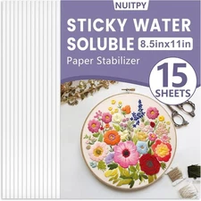 15PCS 8.5" x 11" Water Soluble Stabilizer for Embroidery, Stick and Stitch... 