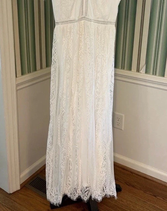Vestido de Novia #1 Vestido de Fotografía Maxi Vestido de Encaje Blanco Ojales Detalle Dental Grande Foto 3 de 4