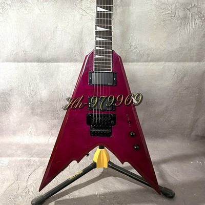 Purple King V Electric Guitar Mahogany Wood, Flame Maple, Active HH w/Floyd Rose