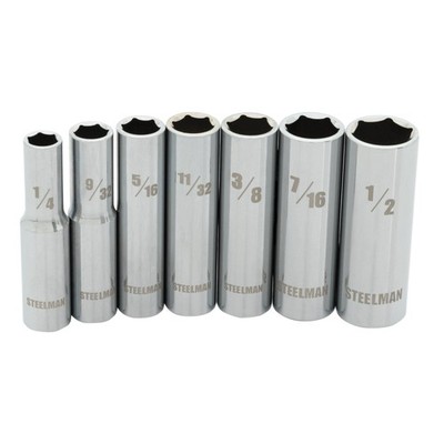 Steelman 7 Piece 1/4 in. Drive Deep Well Socket Set SAE 78520