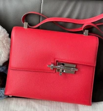 Hermes Verrou23 Epsom Shoulder Bag Crossbody Pink Silver Women Classic Designer