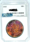 1883-P Better Date Gem BU  Morgan Dollar  Beautiful Rainbow Toned Obverse