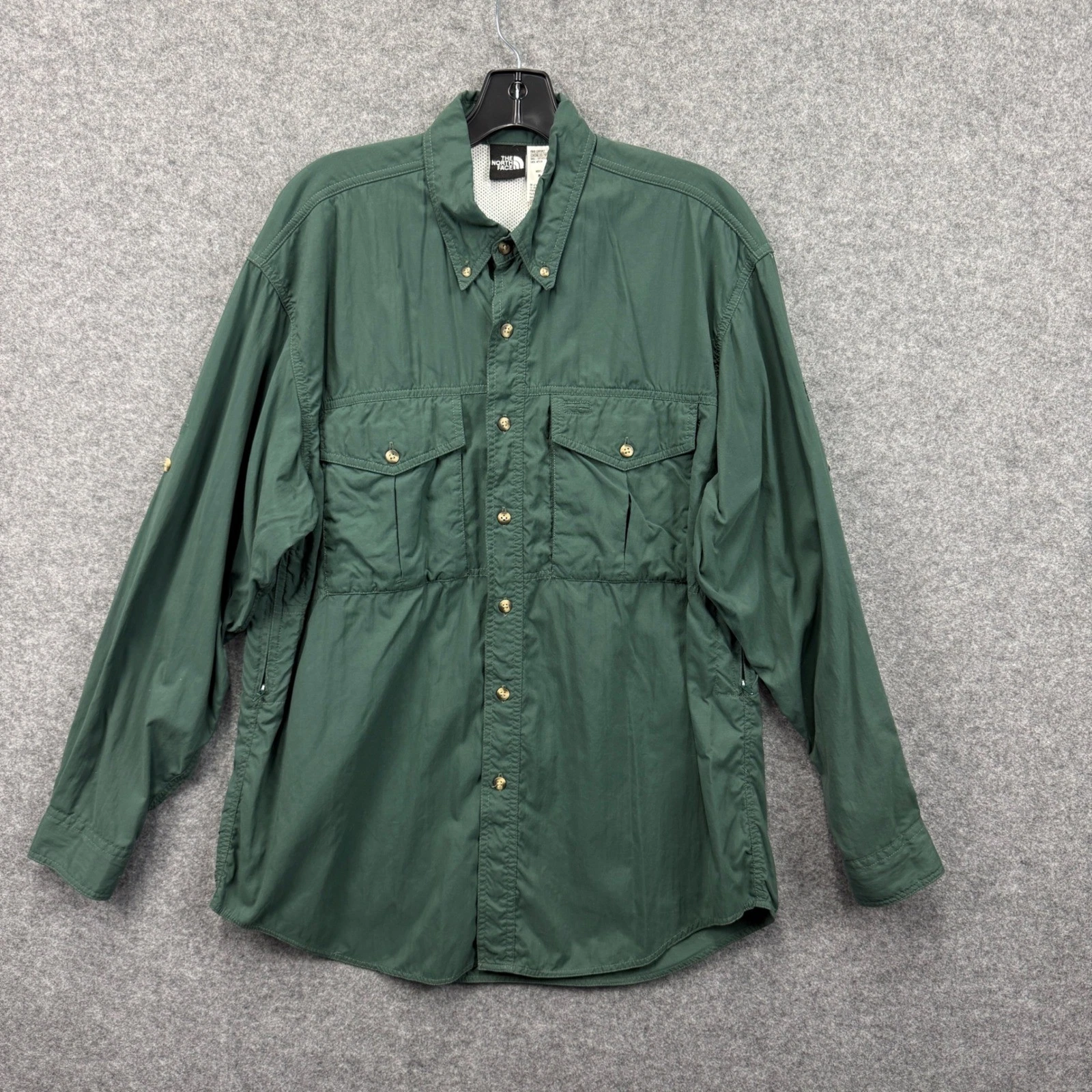 The North Face Mens Forest Green Nylon Hiking Fishing Utility Shirt Medium M
