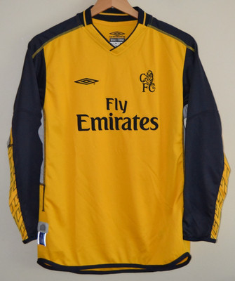 Vintage Chelsea Umbro Fly Emirates 2002/2004 Torwarttrikot Jungen Large 31/32''