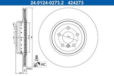 2x ATE Bremsscheibe 24.0124-0273.2 f�r BMW 5er G30 F90 Touring G31 3er G20 G80