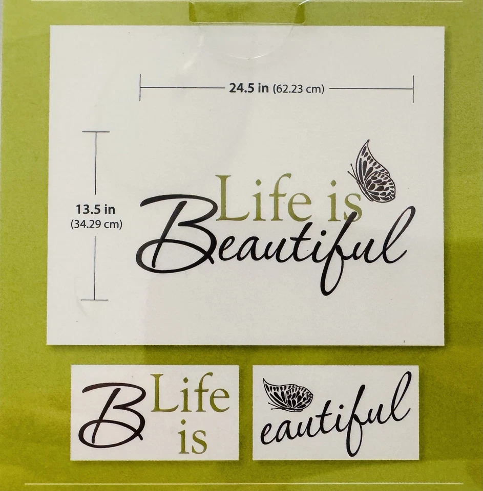 WallPops! Life Is Beautiful настенная наклейка Peel & Stick съемные настенные слова новые - Изображение 3 из 4