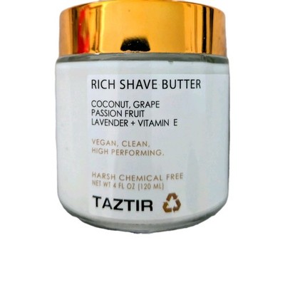 TAZTIR Rich Shave Butter Coconut Grape Lavender Vitamin E 4 oz Vegan Clean NEW