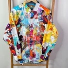 Robert Graham Gerard Button Up Shirt Mens Large Colorful Short Sleeve Embroidery