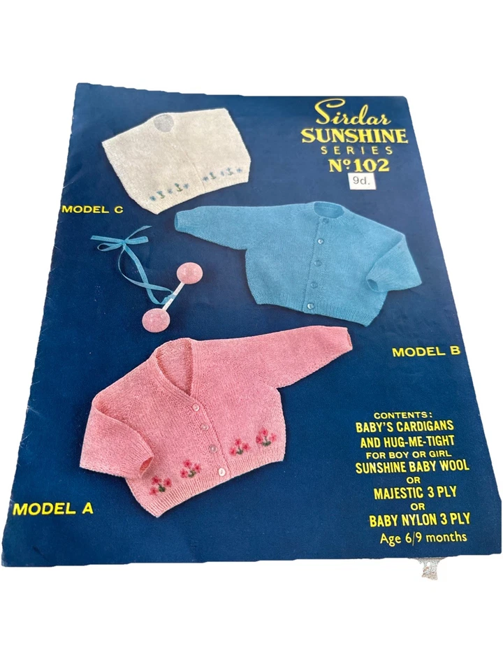 Vintage Knitting Pattern BABY CARDIGANS SIRDAR Sunshine 3 Ply 6/9 months - Image 2 of 4