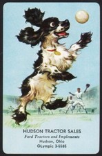 Vintage single playing card HUDSON TRACTOR SALES Ford Implements Butch dog Ohio