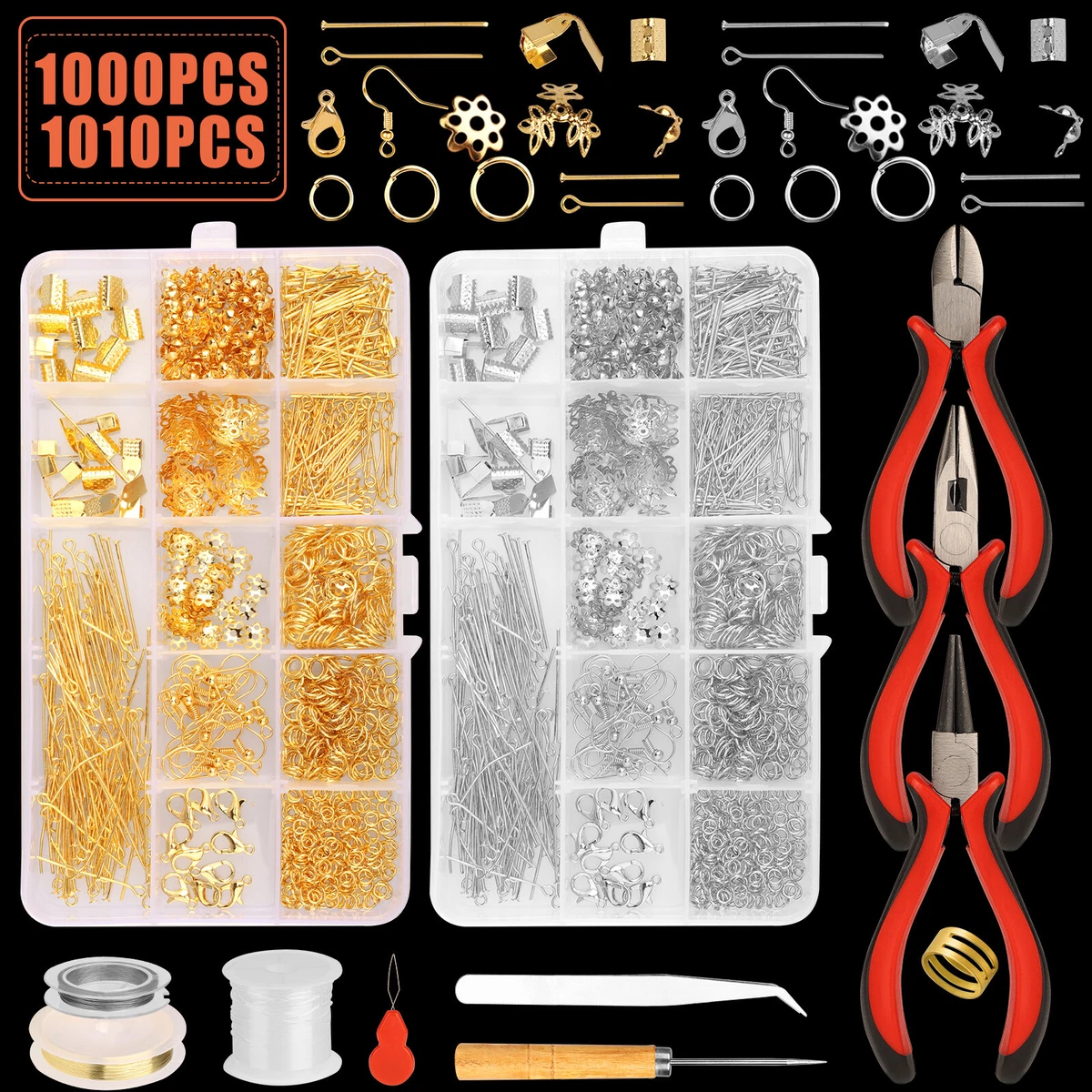 1010Pcs Jewelry Making Kit DIY Sterling Beading Repair Tools Craft