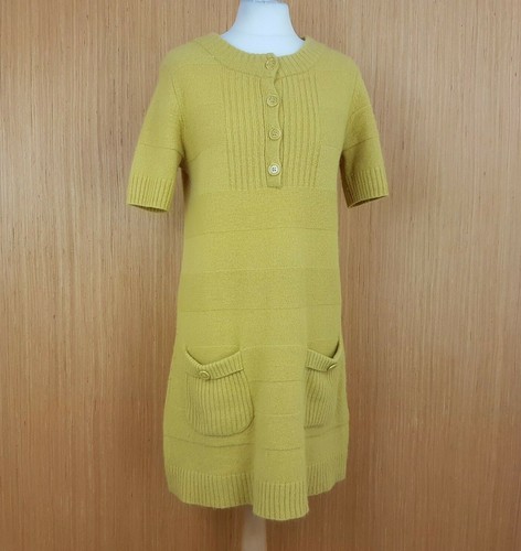 Vestito in maglia H\u0026M UK 16 GIALLO SENAPE sopra ginocchio Maglione Angora  Manica Corta | eBay