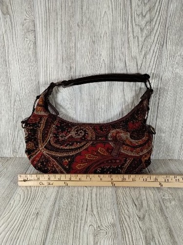 Gobelin Paisley Design Schultertasche Lederriemen fünf Fächer Lesen Geldbörse - Bild 8 von 9