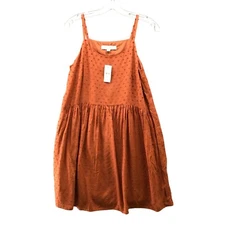 NWT Loft Cami Dress XS Swing Swiss Dot Tan Terracotta Knee Length Relaxed