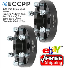 1.25 6x5.5 6 Lug Wheel Spacers 78.1mm Bore 14x1.5 Studs 99-16 Chevy Silverado 1.25 6x5.5 6 Lug Wheel Spacers 78.1mm Bore 14x1.5 Studs 99-16 Chevy Silverado