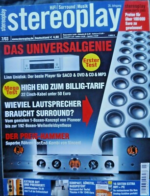 STEREOPLAY 7/03, T+A TA 25,TEUFEL THEATER 4,TEST 22 CINCH KABEL,HAMA,QED,PHOENIX