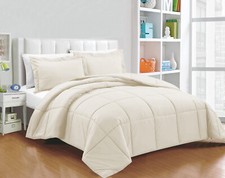 Deluxe Quality 1000 TC Ivory Down Alternative Comforter 100% Cotton Solid