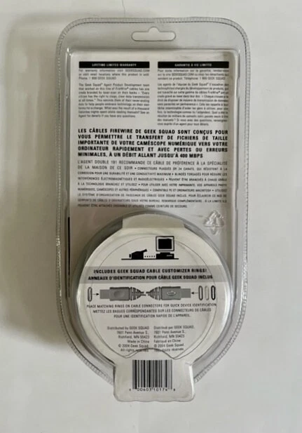 New/Sealed Firewire Gold 6 Feet - 6' - 4-4 Pin IEEE1394 GS-6FW44 Geek Squad - Image 2 of 2