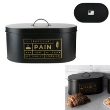 PORTAPANE DESIGN cassetta contenitore cucina per il pane in metallo nero opaco