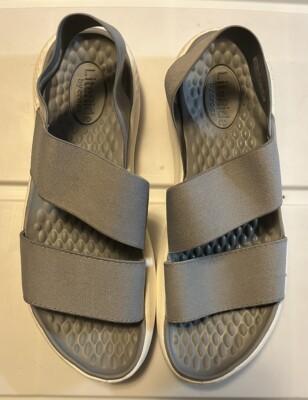 あっさー Crocs Women's LiteRide Stretch Straps Sandal 206081 Size 6 Gray
