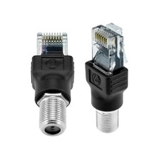 2PCS F-Type Female to RJ45 Male Coaxial Converter Ethernet Adapter, Coax Stra...