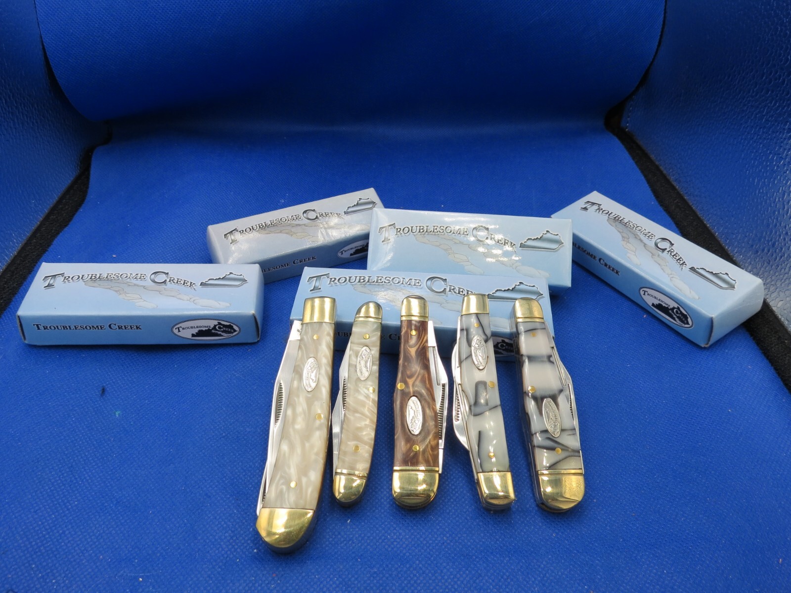 Troublesome Creek 5-Knife Set with Stunning Celluloid Handles Assortment