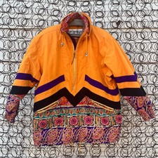 Vintage 90s Fera Tribal Floral 1/4 Zip Pullover Puffer Ski Coat Size 8