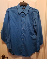 Arrow Fitted wrinkle free Blue Long Sleeve Shirt Size L 32/33 18 1/2