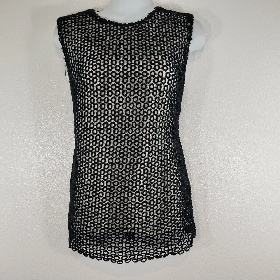 Pierre Balmain Womens Top Designer Crochet Lace Overlay Sleeveless Italy 28 - Image 2 of 4