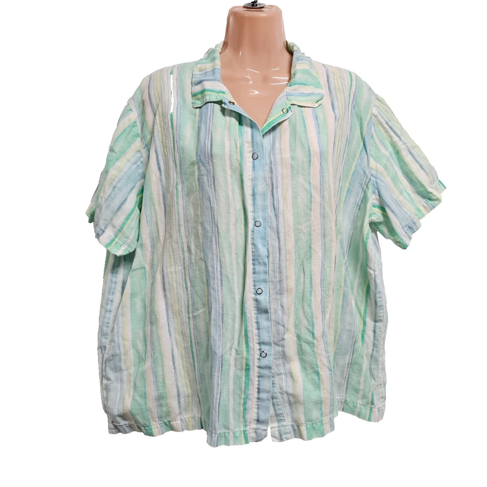 Camisetas a rayas de lino Hot Cotton para Mujeres