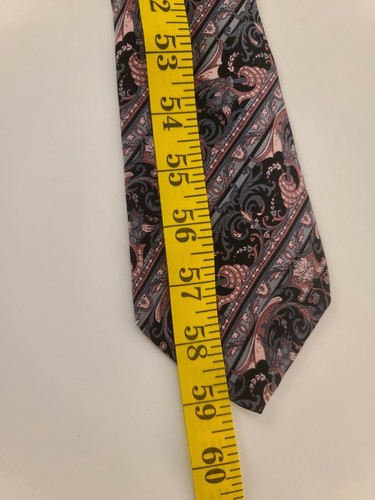 Bachrach Mens silk Tie with Black, Gray, and Pinks Bright Colors - Picture 7 of 7